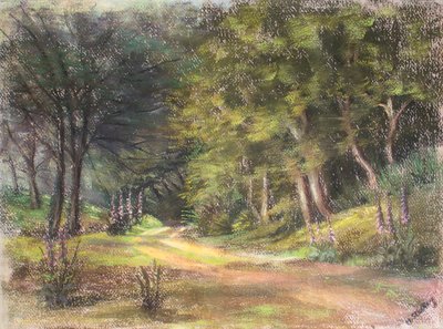 Spaziergang im Wald, Somerset, 1995 von Margo Starkey